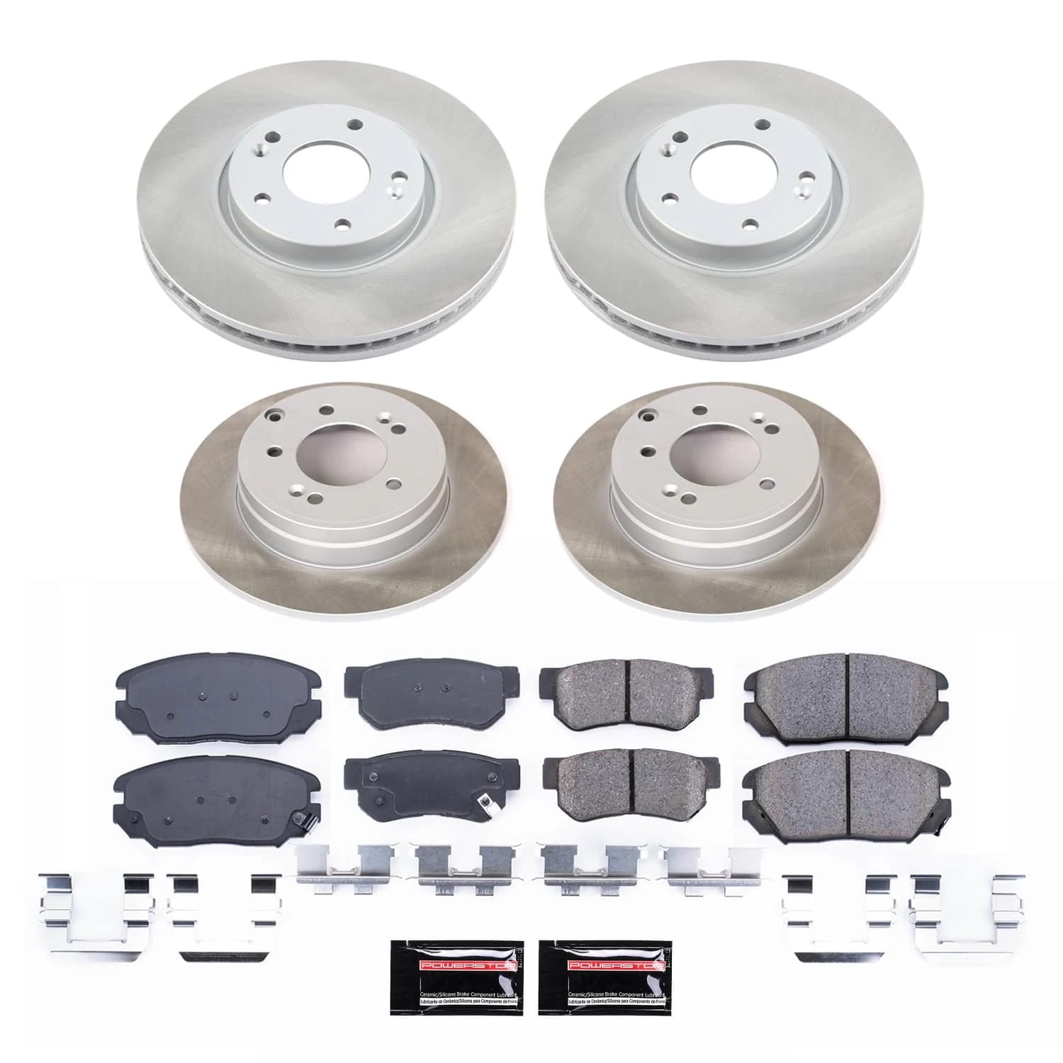 PowerStop Front and Rear Semi-Coated Rotor and Low-Dust Ceramic Brake Pad Kit SC4443