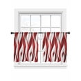thumbnail image 2 of Red White Moire Semi Sheer Curtains 54 Inch Length 2 Panels Set, Modern Abstract Art Sheer Kitchen Curtain Privacy Voile Window Curtain for Living Room Bedroom Rod Pocket Drapes, 2 of 7