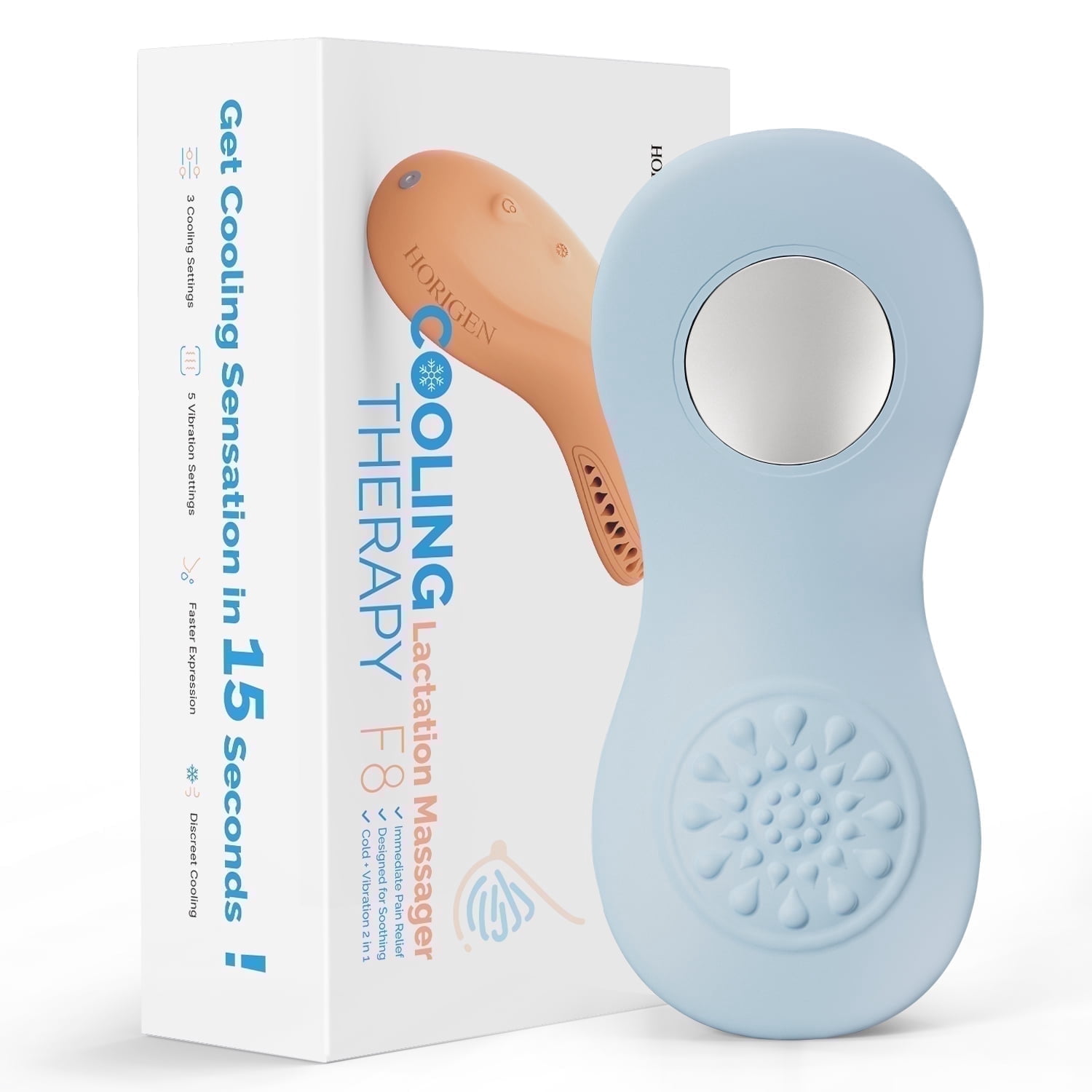 Horigen Cooling Lactation Massager, 2‑In‑1 Cold & Vibration Therapy, USB Magnetic Rechargeable for Breastfeeding