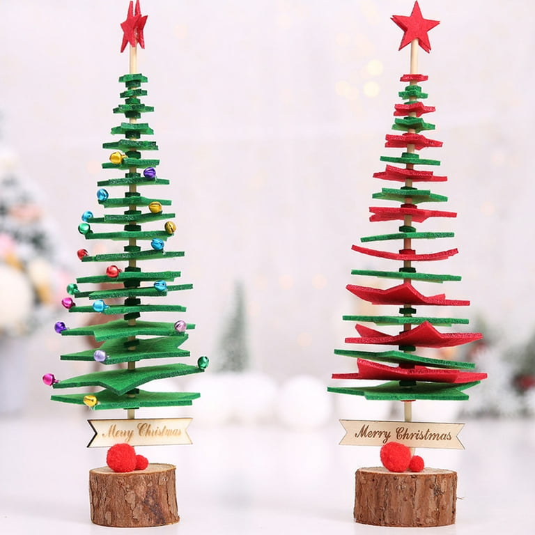 NUOLUX Christmas Tree DIY Non-woven Fabric Products Mini Christmas Material  Package Kits Xmas Tree Decor (Green) 