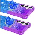 thumbnail image 6 of for Samsung Galaxy S25 Plus (Not S25)/ S24 Plus Quicksand Case with Ring Kickstand, Bling Cute Glitter Flowing Liquid Floating Sparkle Cover for Samsung Galaxy S25 Plus. JB-Purple Blue, 6 of 14