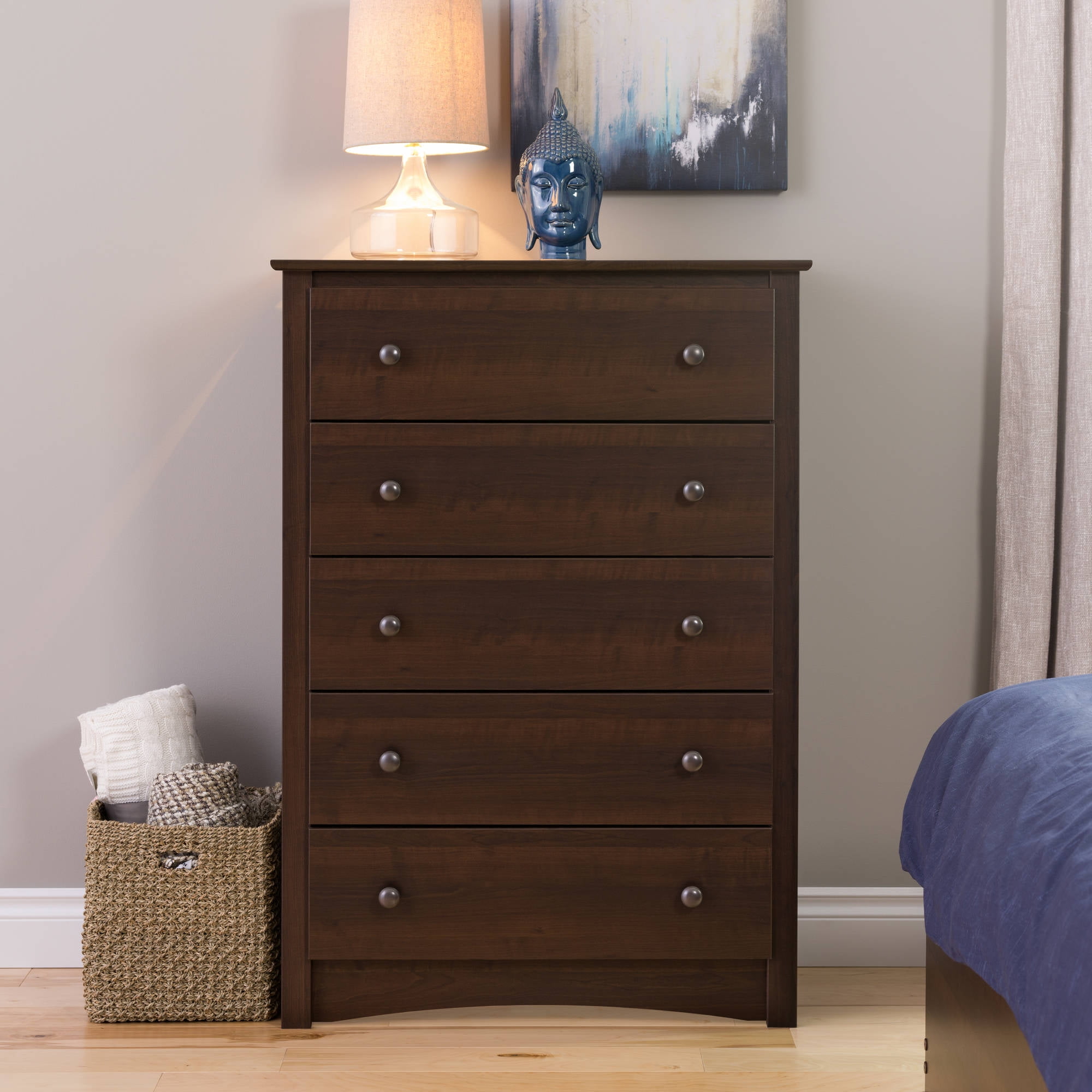 Prepac Fremont 5 Drawer Dresser Espresso Walmart Com Walmart Com