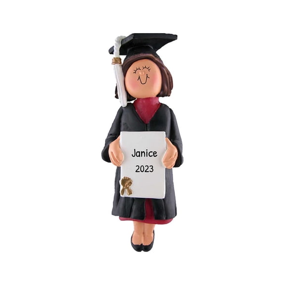 Personalized 2024 Graduation Ornament - Class of 2024 Ornament, Senior 2024 Ornament, Senior Year Christmas Ornament, Graduate Ornament 2024 - Brunette Female - Free Customization