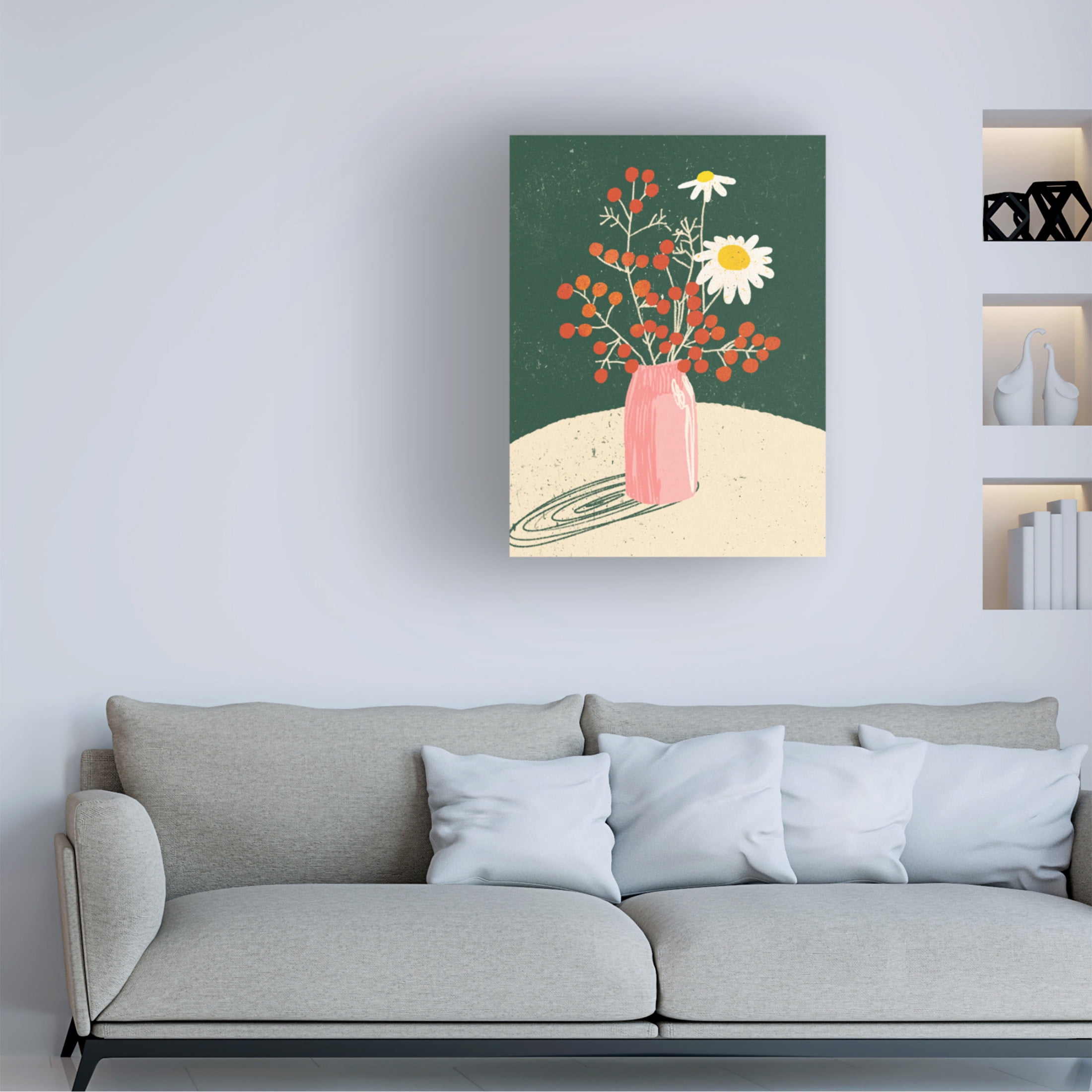 Canvas Wall Art - Incado 'Vase Floral' Wall Art for Living Room, Bedroom, or Office Décor by Trademark Fine Art - 35 x 47 Inches