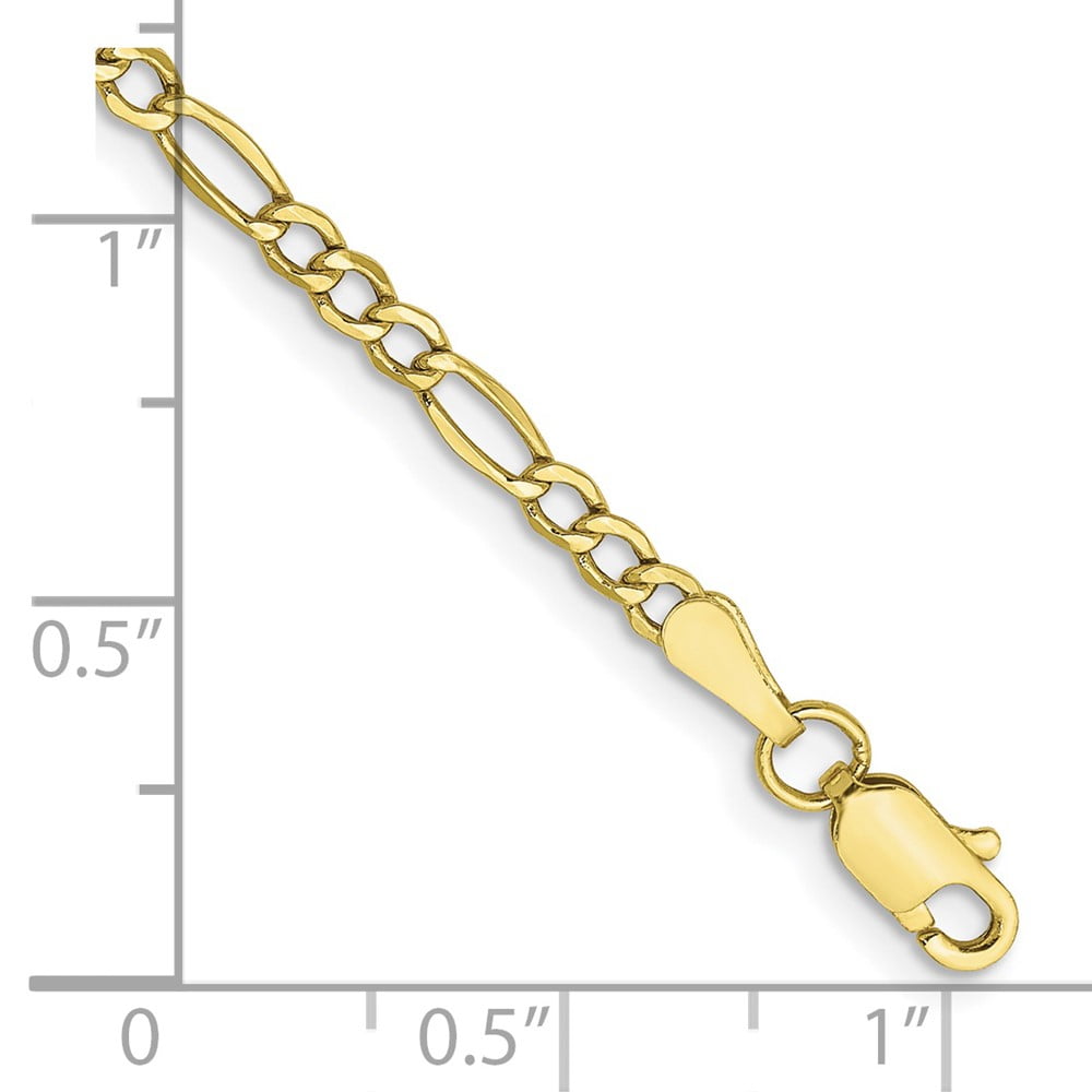 Primal Gold 10 Karat Yellow Gold 2.5mm Semi-Solid Figaro Chain Anklet