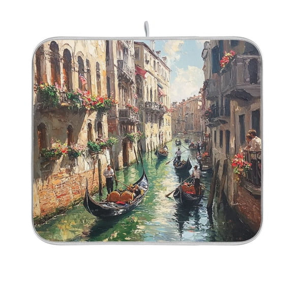 BZSMCE Dish Drying Mat Venetian Canalwith Green Water Design Drying Mats