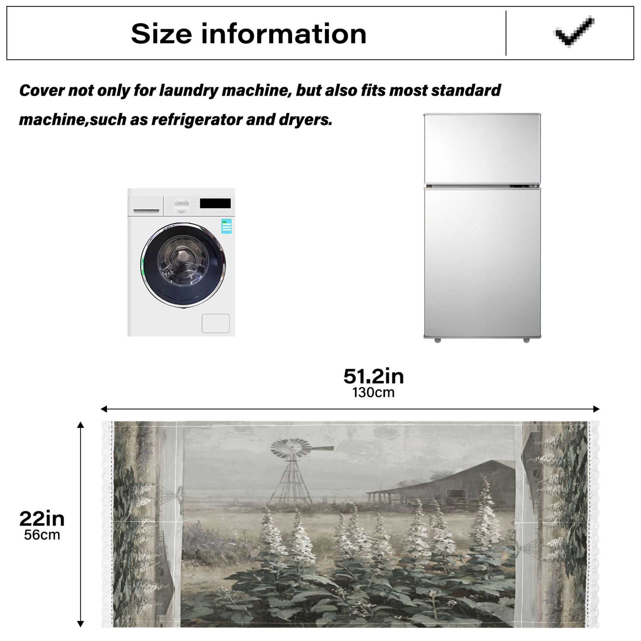 Wobogo Lavender Manor Washing Machine Cover Dustproof Washer Dryer Cover Waterproof Laundry Room Decorative Protector