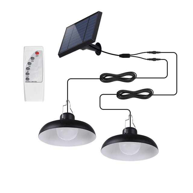 Lámpara colgante solar M1001 2, interior y exterior de 2 focos (control remoto)