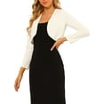 thumbnail image 4 of DARING DIVA Women's Elegant Bolero Shrug Lace Insert Crop Cardigan M White, 4 of 6