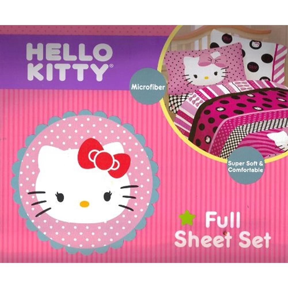 Hello Kitty Beautiful Dots Full Sheet Set Bedding, Pink - Walmart.com ...