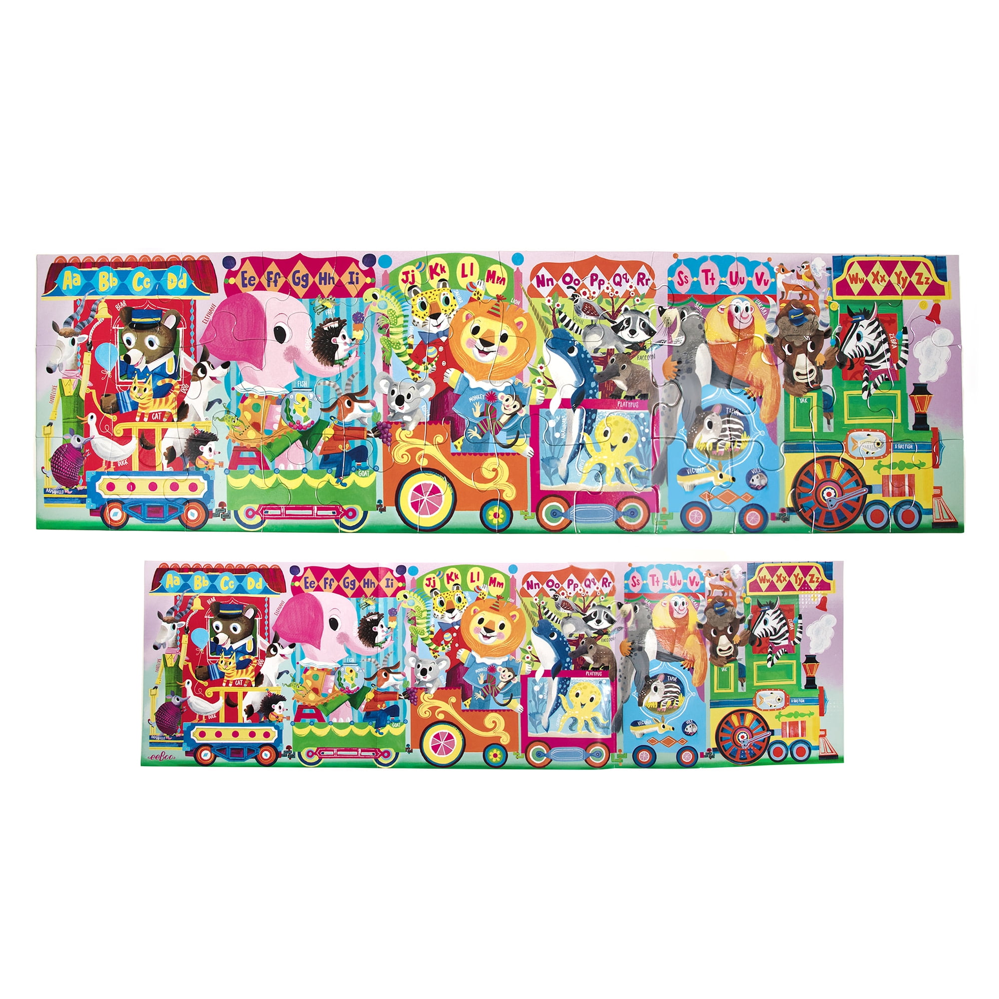 eeBoo Alphabet Train  36 Piece Long Puzzle with Poster for Kids, 35" x 10" once completed, 3 Years and Up.
