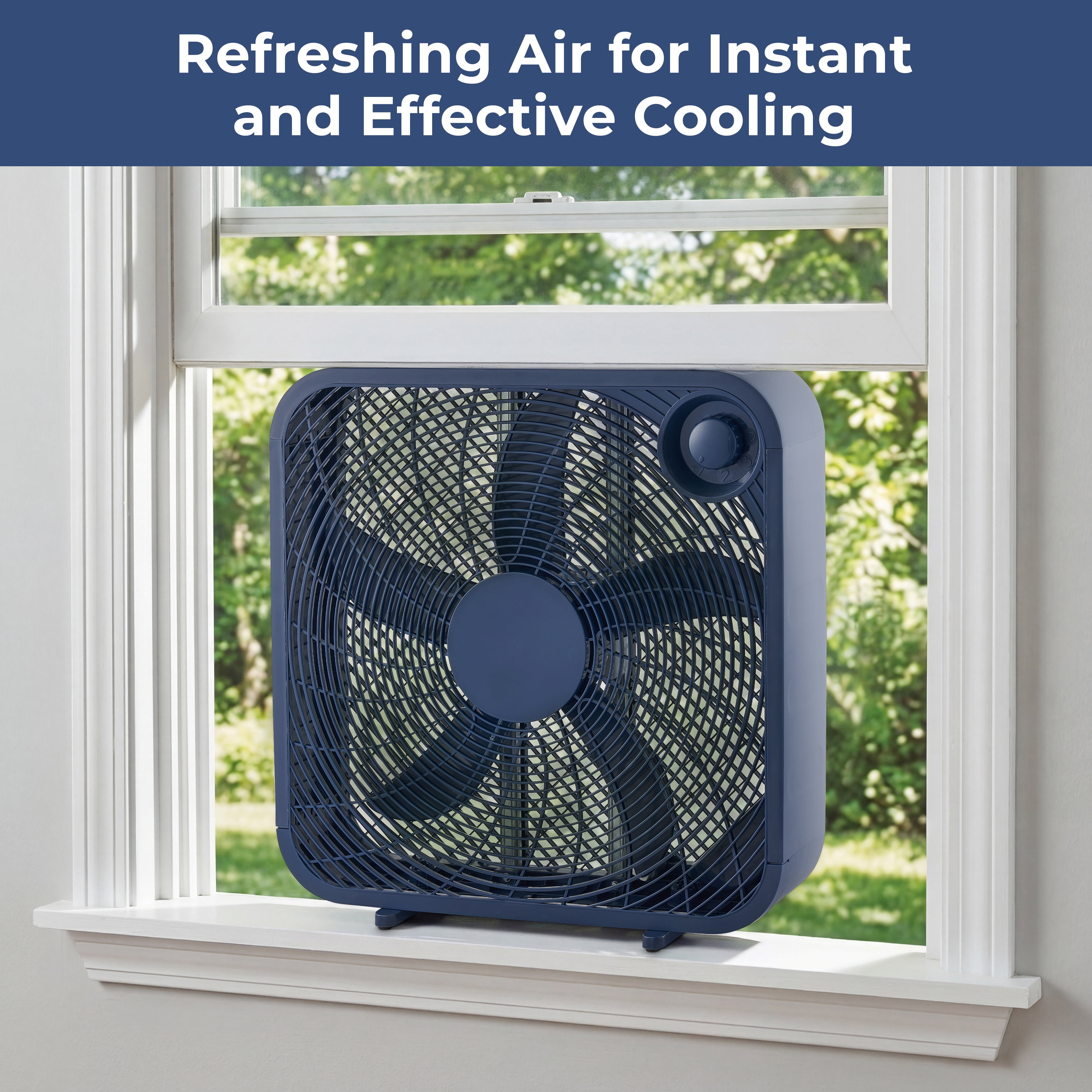 Mainstays 20-inch 3-Speed Box Fan, Washed Indigo, FB50-16HNV