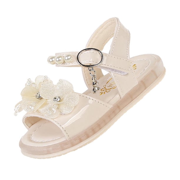 Sandalias para Niños Niñas de Moda Plana Y Suave con Dedos Abiertos Y Luces para Niñas en Chinos Y Grandes Tamaños Sandalias Planas con Correas de Tobillo