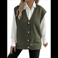 thumbnail image 1 of Chaleco de Punto Sin Mangas para Mujer, con Cuello en V, Botones, Informal, Holgado, para Otoño e Invierno. Verde Talla Única, 1 of 9