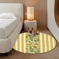 thumbnail image 3 of Round Area Rug 5ft,Watercolor Summer Farm Lemon Leaves Washable Carpet Non-Slip Runner Accent Rugs Indoor Floor Mat for Bedroom Living Room Decor,Yellow Stripe, 3 of 9