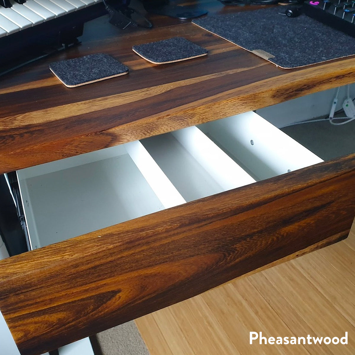 Desky Minimal Under Desk Drawer - American Rustic Pine Softwood / Black