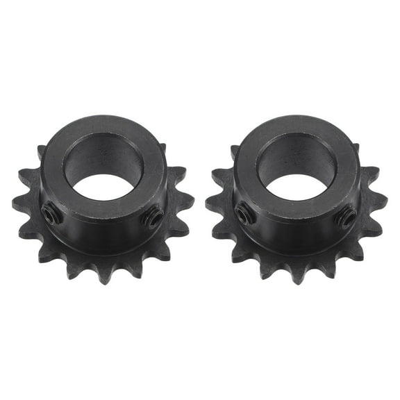 Uxcell #25 Chain Roller Sprocket, 15mm Bore 1/4" Pitch 16 Tooth Single Strand Chain Sprocket with Set Screws 2Pack