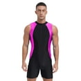thumbnail image 1 of Moggemol Mens Sleeveless One piece Swimsuit Front Zipper Rash Guard Bathing Suit for Summer Beach Pool Party Rose XL, 1 of 4