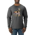 thumbnail image 2 of Wild Bobby, Cute Colorful Elephant Squirrel Mosaic, Animal Lover, Men Long Sleeve Shirt, Heather Black, XX-Large, 2 of 4