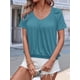 thumbnail image 5 of Camisetas Casuales de Verano para Mujer, Camisetas de Corta con Cuello en V, Azul Pavo Real, Talla M, 5 of 7