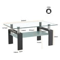 thumbnail image 5 of 2-Tier Glass Coffee Table, Rectangle Open Shelf Coffee Accent Table, Living Room Table with Glass Shelf, Large Storage Space Cocktail Table, Center Table with Metal Legs for Home Office, B1264, 5 of 9