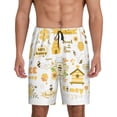 thumbnail image 1 of Balery Farm Bee Cute Honey Pantalones cortos de pijama de punto de algodón para hombre con cinturilla y bolsillos-Large, 1 of 6