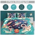 thumbnail image 5 of 3 Pcs Soft Bedding Set, Includes 1 Duvet Cover with Zipper And 2 Pillow,Shams Cartoon Space Astronaut Queen(90"×90"), 5 of 8