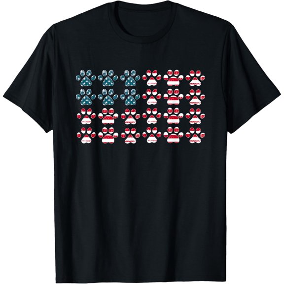 t-shirt 4th of July Dog Paw Print American Flag Happy Independence T-Shirt.