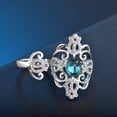thumbnail image 3 of Bohemian Openwork Diamond Gemstone Double Ring Gold Plated Flower Design Jewelry For Women Elegant Fashion Accessory, 3 of 5