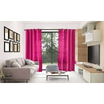 2 PANEL MIRA  SOLID HOT PINK SEMI SHEER WINDOW FAUX SILK ANTIQUE BRONZE GROMMETS CURTAIN DRAPES 55 WIDE X 95" LENGTH