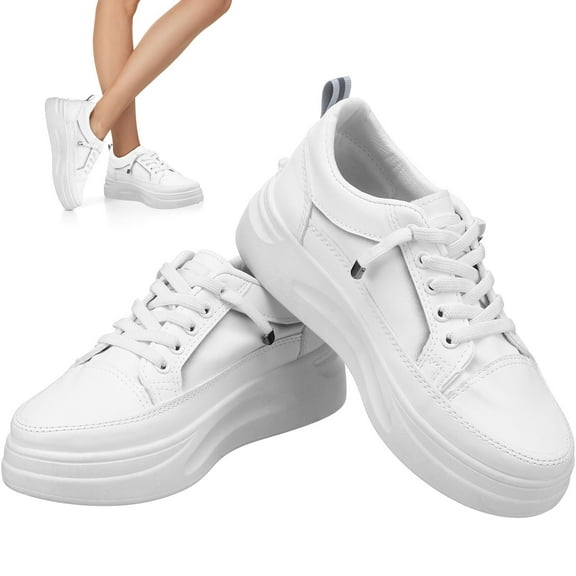 KALLORY 1 Pair Women Low Top Sneakers In White And Grey For Everyday Wear 9.04X3.93X3.14in