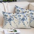 thumbnail image 2 of Blue Wild Flowers Throw Pillow Cover 20 x 36 Inch Decorative Pillow Cover Vintage Eucalyptus Leaves Floral Beige Lumbar Pillowcase Seasonal Rectangle Cushion Case for Couch Sofa Bed Living Room, 2 of 9