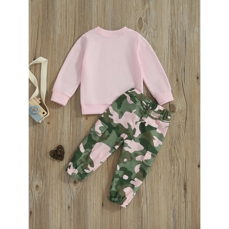 Pink camouflage little girl clothes top