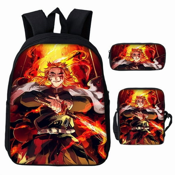 3D Demon Slayer Backpack Cartoon Backpack Three-Piece Printing