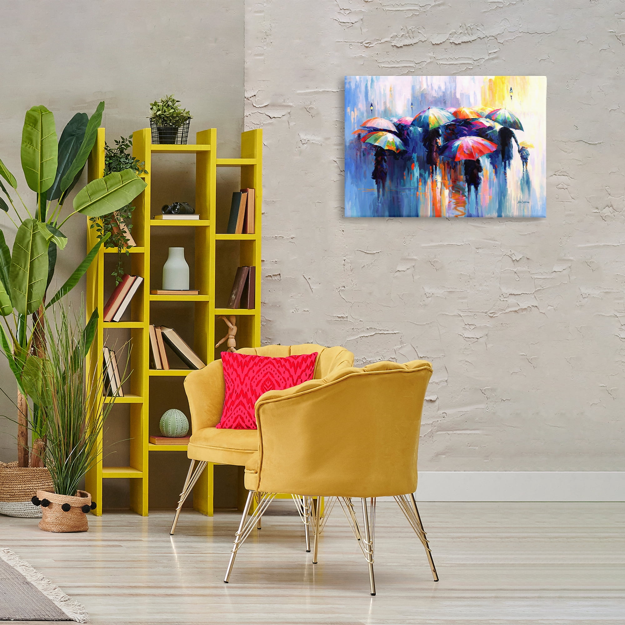 Stupell Industries Memories Beneath Rain Novelty Painting Gallery Wrapped Canvas Art Print Wall Art, 30 x 20