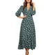thumbnail image 1 of Lucakuins - Vestido largo para mujer, manga 3/4, estampado floral, cuello en V, informal, cintura alta, bohemio, fiesta, ropa de playa Lucakuins  moda, 1 of 8