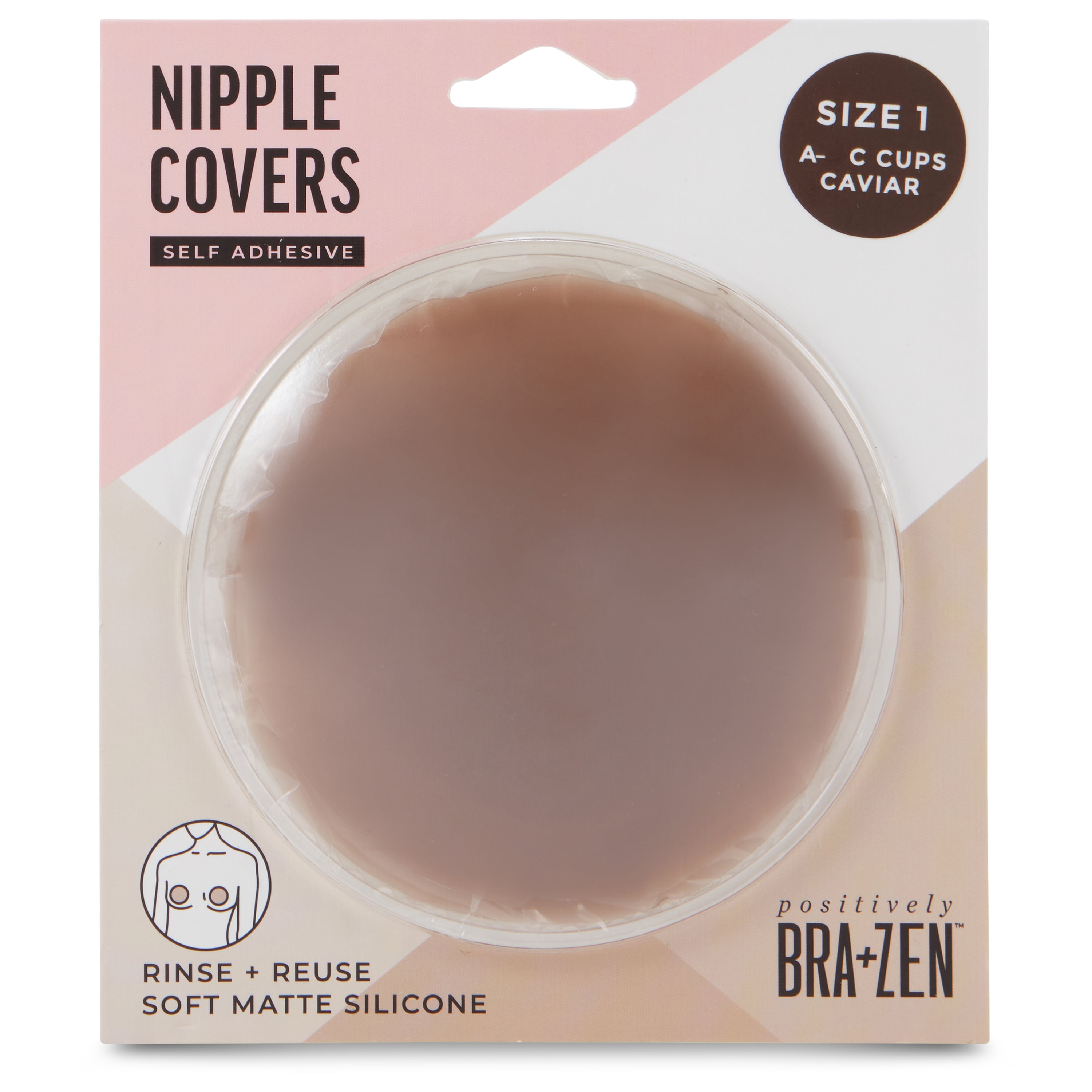Positively BRA+ZEN Reusable Stick-on Silicone Adhesive Nipple Cover Pasties, Size 1 & 2 Breast Petals