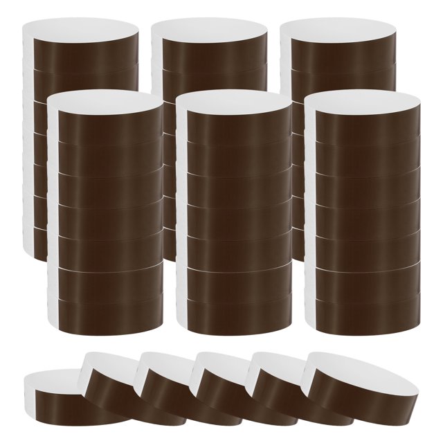Uxcell 100Pcs Pulseras de Papel para Eventos, Pulseras Impermeables Coloridas para Construcción de Equipos, Parque de Diversiones, Concierto e Identificación, Marrón