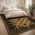 thumbnail image 3 of ODIKA 8'x10' Washable Area Rug Durable, Non-Slip Bear Paw Print Woodland With Vintage Wood Grain Forest Border for Living Room, Under Sectional, Family, 3 of 7