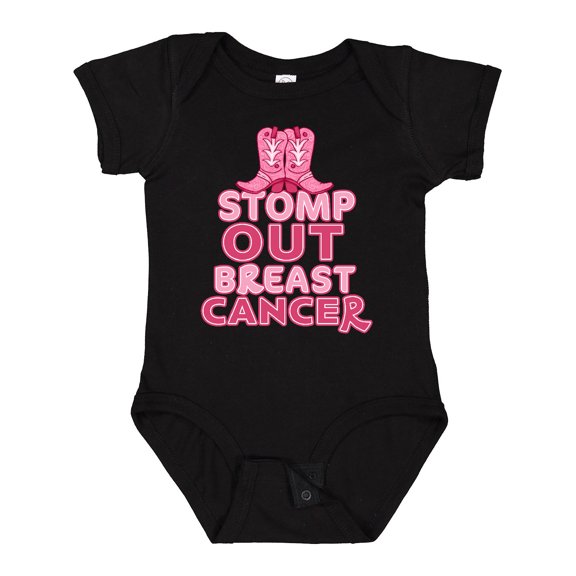 Inktastic Stomp Out Breast Cancer with Pink Cowgirl Boots Boys or Girls Baby Bodysuit