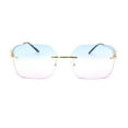 thumbnail image 2 of Unique Cougar Jewel Hinge Rimless Rectangle Pimp Sunglasses Gold - Blue Pink, 2 of 4