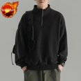 thumbnail image 3 of Sudaderas para hombre Top sin capucha Ropa para hombre Jersey liso Polar con media cremallera Sudadera divertida Harajuku Moda Otoño Emo, 3 of 5