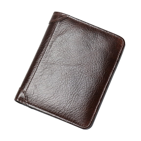 Egoelife RFID Blocking Compact Slim Bifold Genuine Leather Wallet for Men Multi Card Holder Purse with ID Window