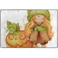 thumbnail image 4 of Dreamtimes Cute Little Girl Area Rug, 36"x24" Halloween Pumpkin Non-Slip Washable Indoor Door Mat, Absorbent Floor Mat for Bedroom Kitchen Entryway Bathroom, 4 of 7