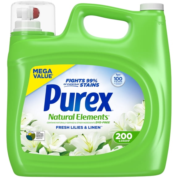 Purex Natural Elements Liquid Detergent, Fresh Lilies & Linen, 225 fl oz, 200 loads