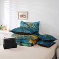 thumbnail image 5 of YST Ensemble de Literie Boho Papillon 7 Pcs pour Lit Simple pour Filles Femmes, Ensemble de Couette Marbre Sarcelle et Or Réversible, Dégradé Abstrait Lit en Sac avec Drap-Housse, Drap Plat, Taies d'Oreiller et Couvre-Oreillers, 5 of 5