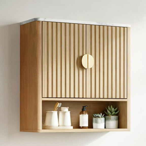 Furnivio Bathroom Cabinet Wall Mount with Adjustable Shelf, Modern Storage Cabinet with 2 Doors,Over Toilet Storage for Laundry Room & Kitchen & Living Room