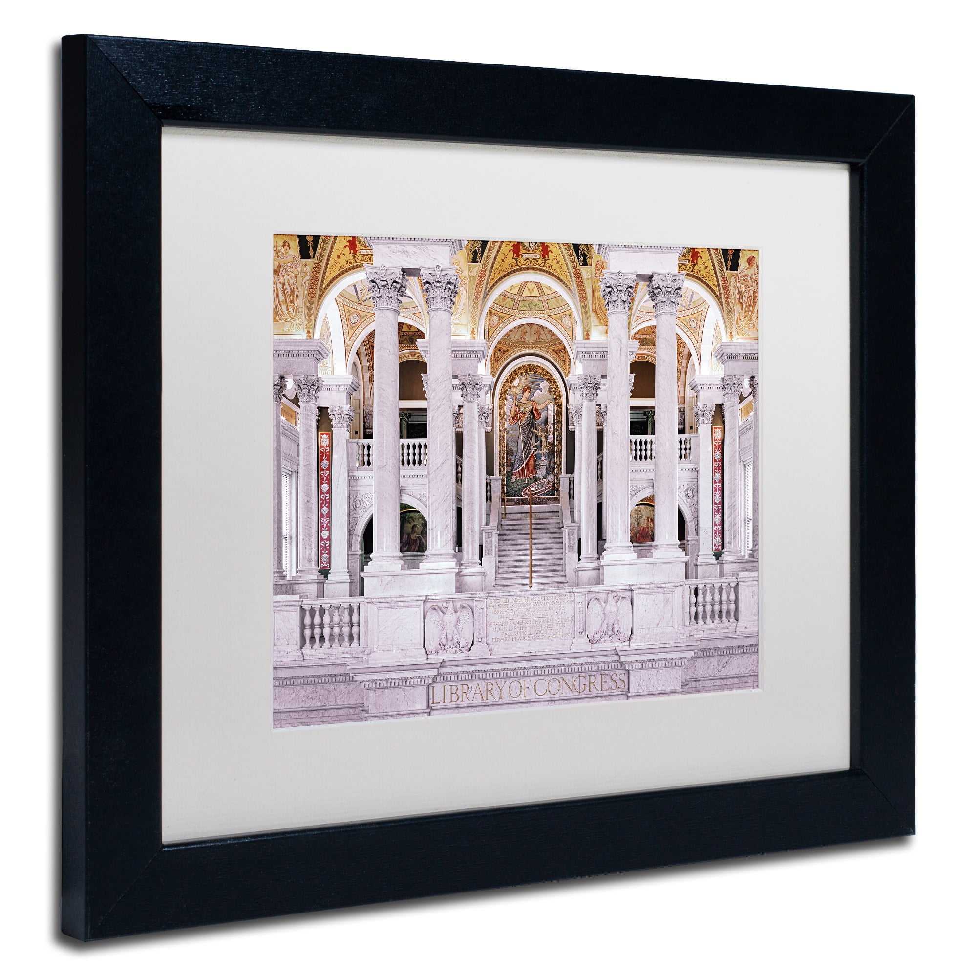 Trademark Fine Art "Library of Congress" Canvas Art by Gregory O'Hanlon, White Matte, Black Frame