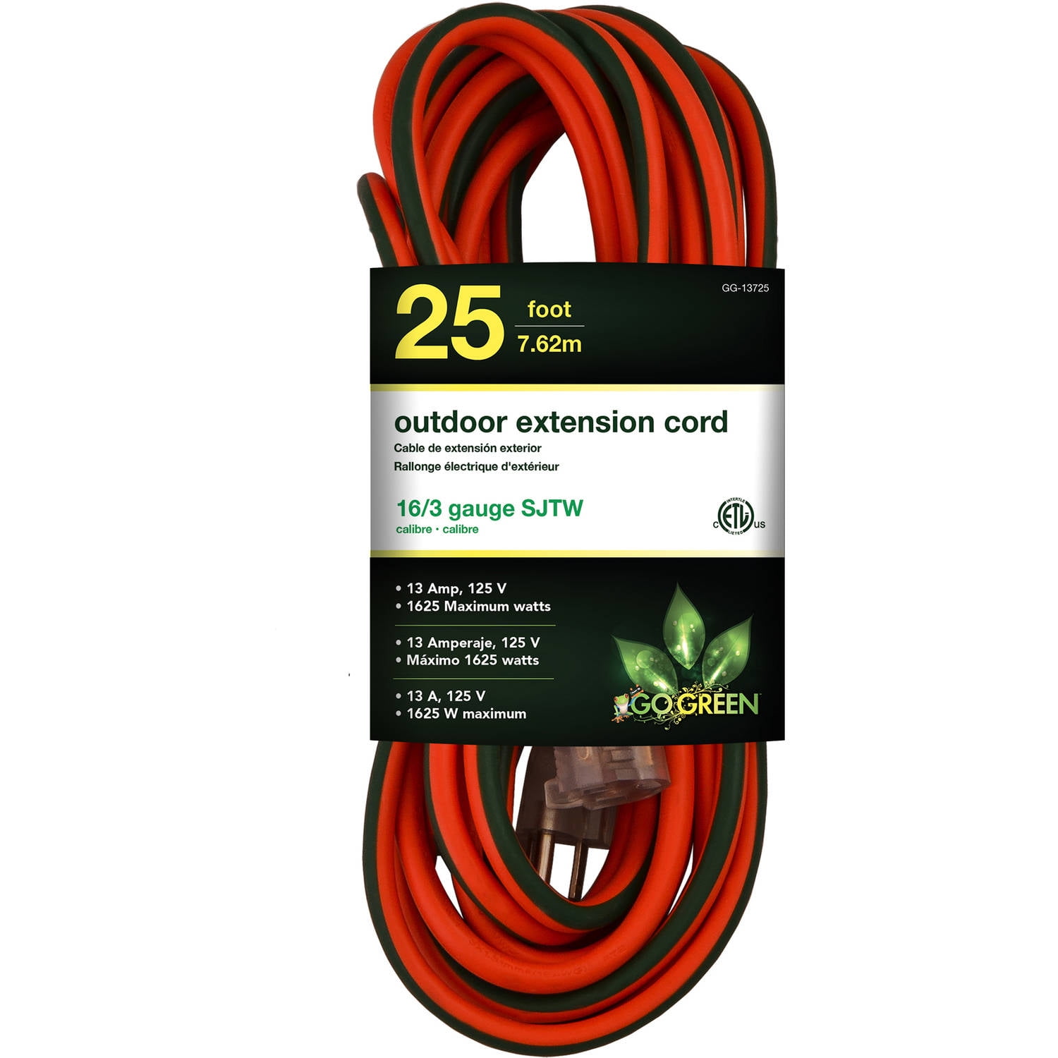 GoGreen Power 16 3 13725 25' Heavy-Duty Extension Cord, Lighted End by GoGreen Power