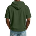 thumbnail image 4 of Hogleaql Hoodies for Men Quarter Zip Short Sleeve Hoodie Relaxed Fit Tee Shirts Dressy Loose Drawstring Hooded Sweatshirt Tops Army Green 3XL, 4 of 9